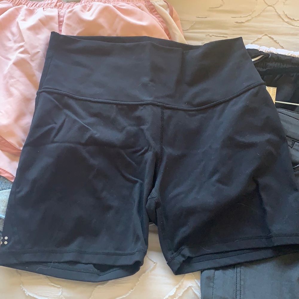 Black biker shorts at 2.5in inseam